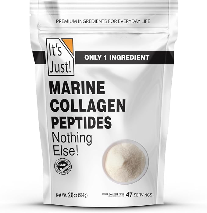 It's Just! Marine Collagen Peptides Powder - Unflavored Gluten Free Non-GMO Heavy Metal Tested - 20oz