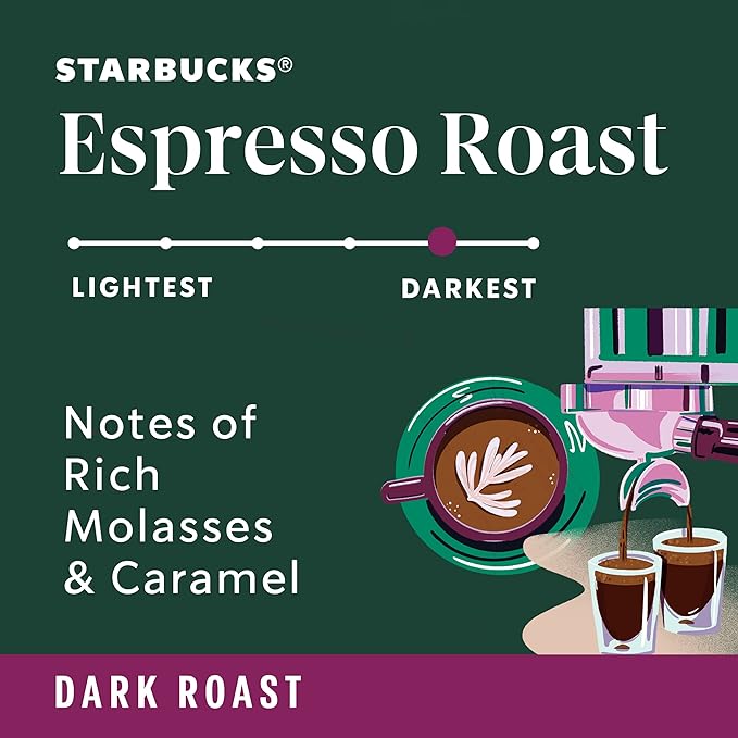 Starbucks Whole Coffee Beans Dark Roast Hot or Iced Coffee Espresso Roast Six 18 oz Bags