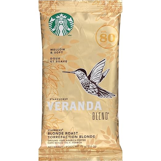 Starbucks SBK11020676 Premium Blonde Roast Ground Coffee 2.5oz (Pack of 18) Packaging may vary