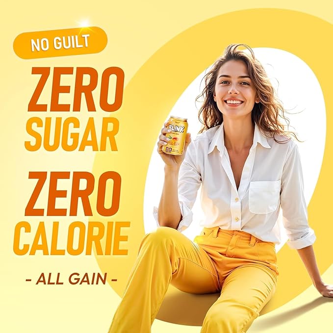 NÜLIFE BL!NK Zero Sugar Sparkling Energy Drink 96mg Natural Caffeine Contains Lutein Clean Energy Drink No Artificial Sweetener Mango Flavor 11.16 Fl Oz (Pack of 12)