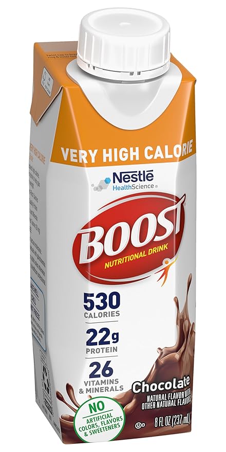Boost Very High Calorie Nutritional Drink Variety Pack 16 Vanilla 16 Strawberry 16 Chocolate Variety Pack (Pack of 48)