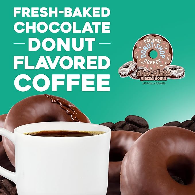 The Original Donut Shop Coffee Chocolate Glazed Donut Keurig Single-Serve K-Cup Pods Medium Roast Coffee 60 Count (6 Packs of 10)