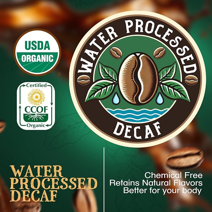 The Bean Organic Coffee Company Water Processed DECAF California Blend Medium Roast Whole Bean Coffee 16-Ounce Bags (Pack of 2)