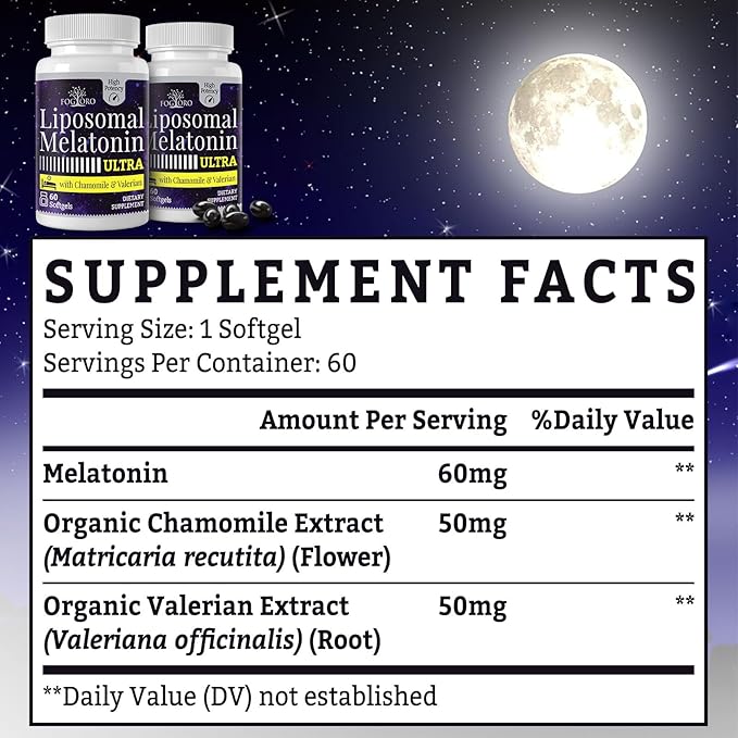 Fogoro Melatonin 60mg-Fall Asleep Faster Stay Asleep LongerHigh Dose 60 Count(pack of 2)