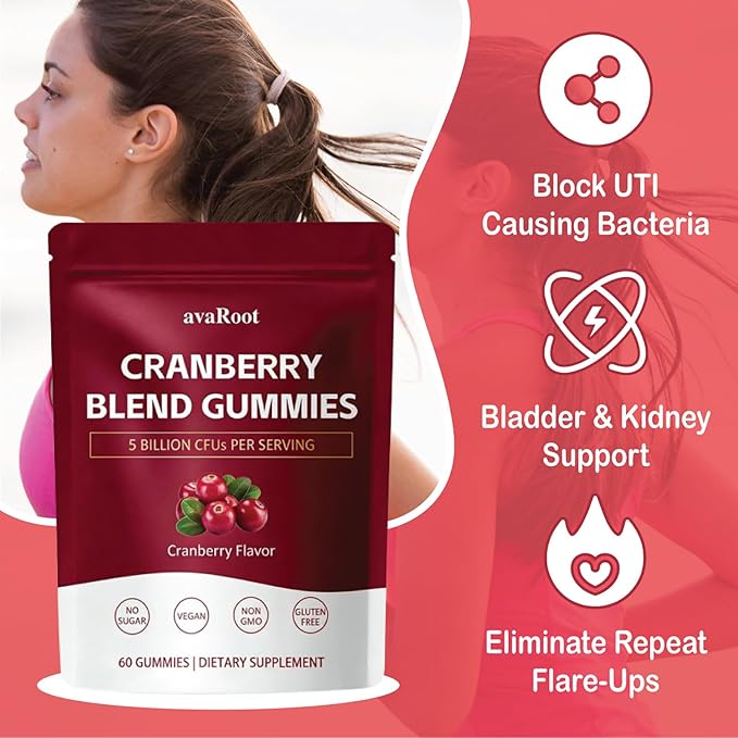 avaRoot Cranberry Probiotics - Kidney Support Formula Balanced Gummies to Help Maintain Kidney and Urinary Tract Health – 60 Gummies