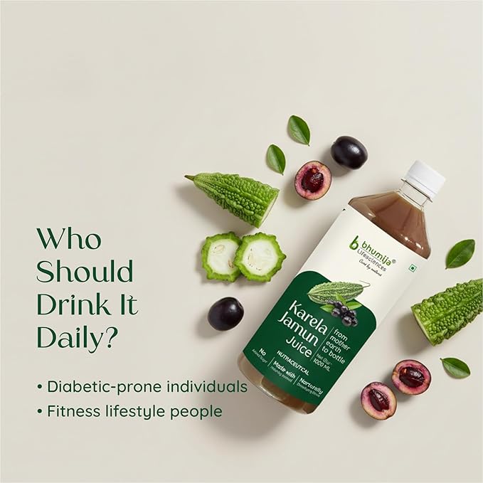 Bhumija Lifesciences Karela Jamun Juice (Sugar Free) 1 LTR. (Pack of Two)