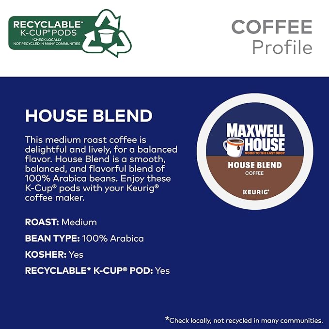 Maxwell House House Blend Coffee Keurig Single Serve K-Cup Pods 24 Pods Per Pack Case Of 4 Packs