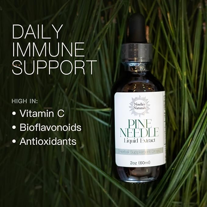 Noelle's Naturals Pine Needle Extract Tincture - Wildcrafted Eastern White Pine Needles Organic High Shikimic Acid Vitamin C &amp Antioxidants - Immune Support Drops 2 fl oz