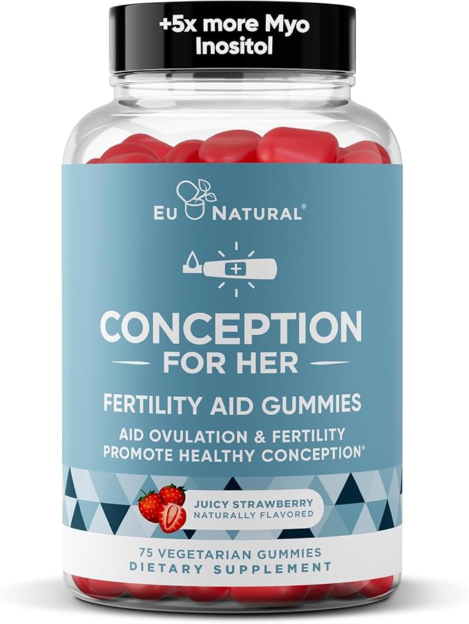 Conception for Her Fertility Gummies - Fertility Supplements for Women with Myo Inositol Folate &amp more Essential Nutrients - Delicious Juicy Strawberry Hormone Balance Vitamins 75 ct Pectin Gumm