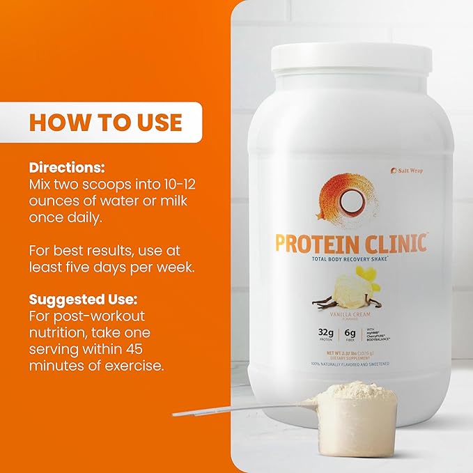 SaltWrap Protein Clinic - Total Body Recovery Shake with Collagen Peptides HMB Tart Cherry Extract Pea Protein Powder Isolate Prebiotic Fiber for Joints Natural Muscle Builder &amp Recovery - Van