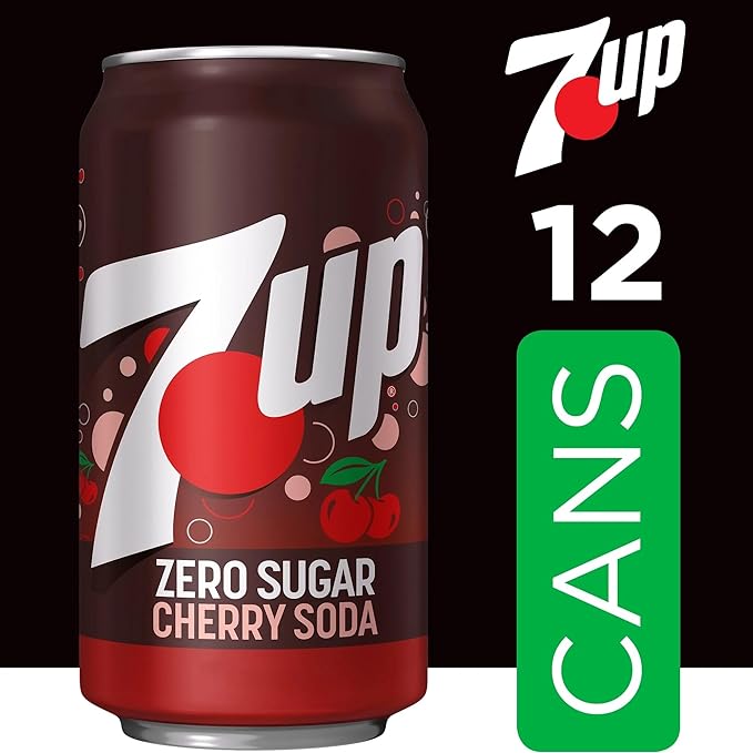 Cherry Zero Sugar seven.Soda 12 fl. oz. Cans 7 up 12 Pack (Pack of 2)