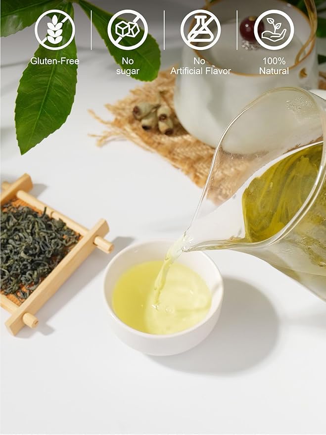 TeeLux Green Tea Loose leaf Premium Early Spring Green Tea Fresh &amp Mellow Taste Handpicked Young Leaves &amp Buds 16oz