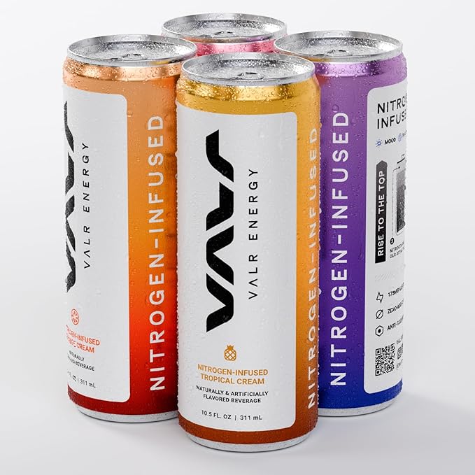 VALR Energy | Nitrogen-Infused Energy Drink | 175mg Natural Caffeine from Green Tea | Pre-Workout Performance with Amino Acids &amp Antioxidants | Gluten-Free &amp Vegan | (10.5 FL. OZ. ) (10.5 FL.