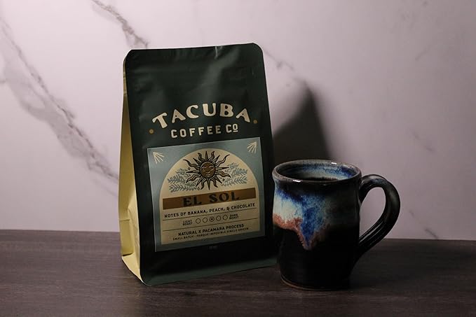 Tacuba Coffee Co. El Sol - Medium Roasted Pacamara Coffee Beans Whole - Fresh Single Origin Premium Specialty Coffee with Notes of Banana Peach and Chocolate