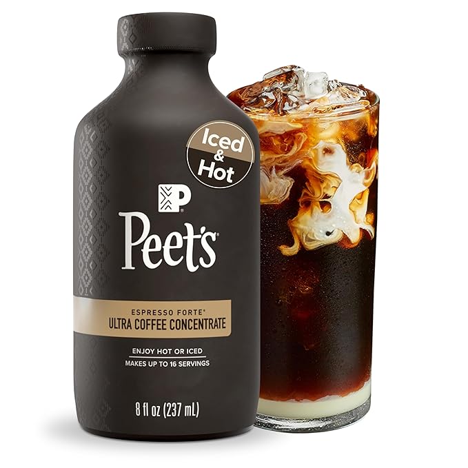 Peet's Coffee Ultra Coffee Concentrate Instant Hot Cold Brew or Iced Coffee 100% Arabica Coffee - Espresso Forte 8 Fluid Ounce Bottle (16 Servings)