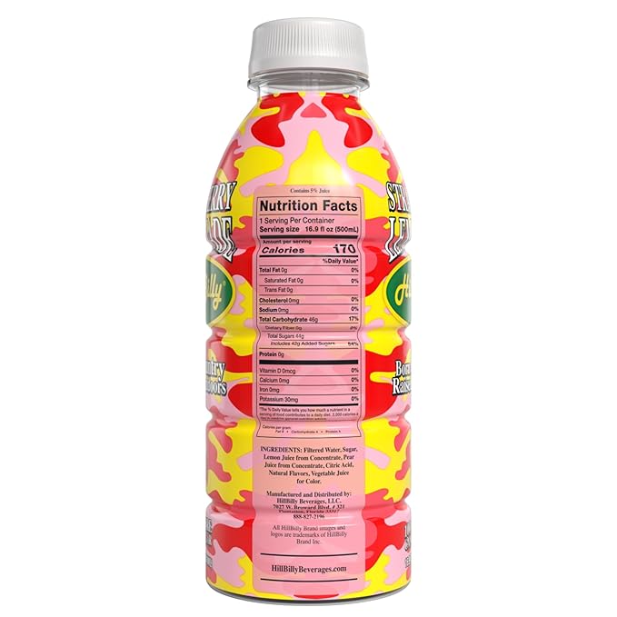 Hillbilly Strawberry Lemonade – Southern Brewed Bold Lemon Flavor Refreshing Lemonade 12 Count