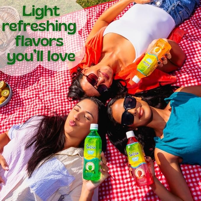 Savia - Zero Sugar Original Aloe Vera Drink Quality Aloe-Based Beverage Made with Real Aloe Pulp &amp Natural Delicious &amp Refreshing Vegetarian Gluten-Free Fat-Free (16.9oz 12-Pack)