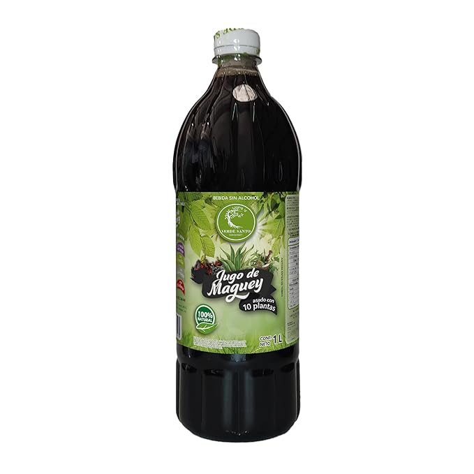 Verde Santo Roasted Maguey Juice 1L with 10 Natural Plants No Preservatives or Additives Vegan Rich in Nutrients and Antioxidants
