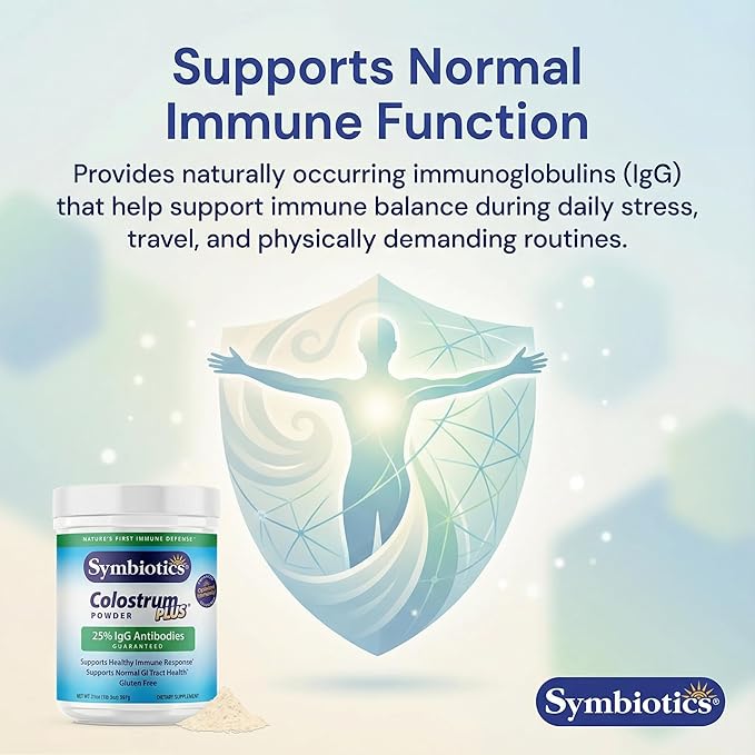 Symbiotics Colostrum Plus Powder 21 oz Immune &amp Muscle Recovery Support 25% IgG Immunoglobulins Gut Health &amp Training Resilience Unflavored Gluten Free - 21 oz