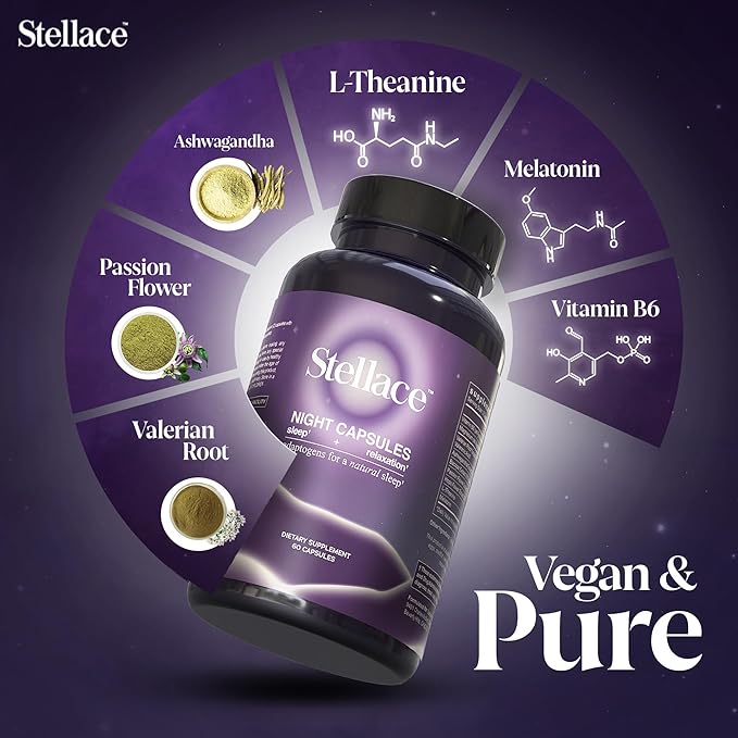 Premium Sleep Supplement: Vegan Night Capsules with Melatonin Valerian Root &amp Magnesium Gycinate - Deep Sleep Aid for Conscious Rest Reduced Nighttime Awakenings - 30 Day Supply