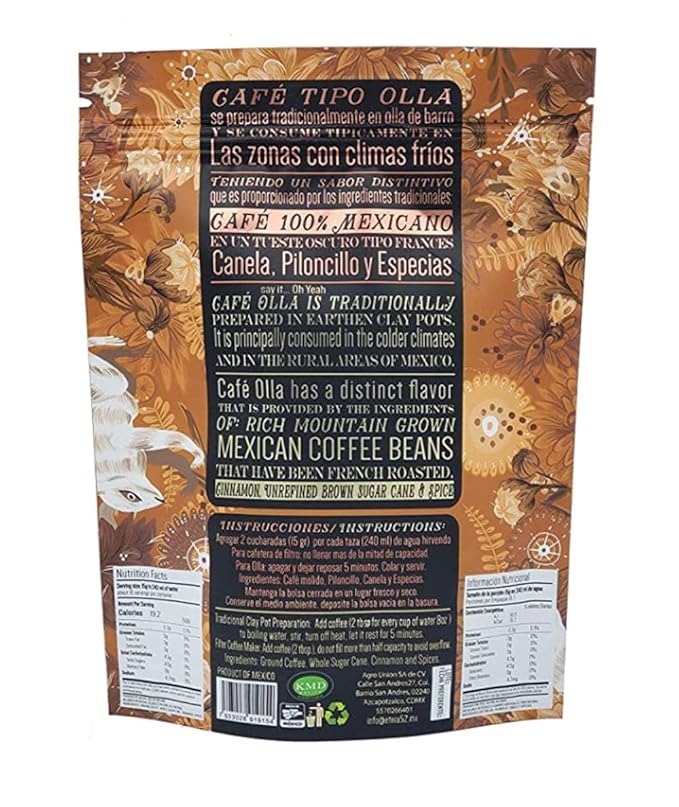 Etnia 52 – Café de Olla 100% Mexican Ground Coffee 250 grams or 8.8 oz Kosher Certified (KMD) Made in Mexico Includes Free Ebook Recipe Link
