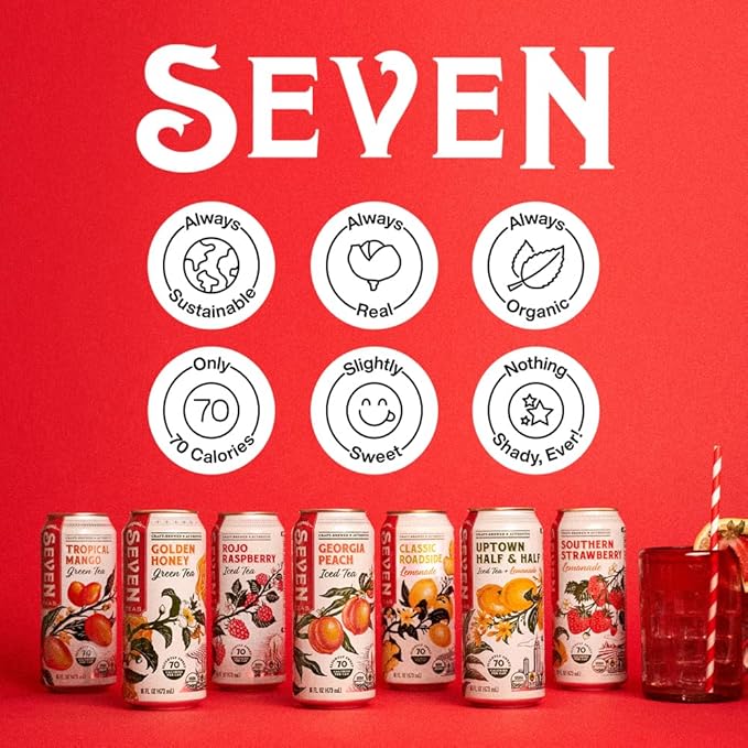 SevenTeas Southern Strawberry Lemonade 16 OZ (Pack of 12 Cans) Organic