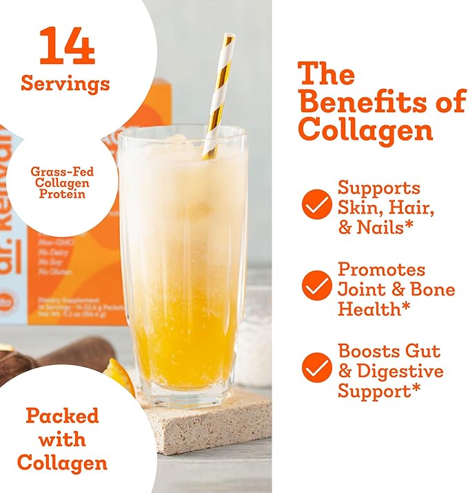 Dr. Kellyann Collagen Cooler – Orange Creamsicle | 15g Grass-Fed Collagen Protein per Serving | Keto &amp Paleo Friendly Non-GMO Dairy-Free | 14 Servings