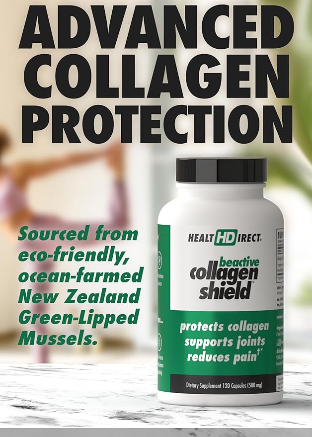 HEALTH DIRECT - BeActive Collagen Shield - 120 Capsules - Advanced Green-Lipped Mussel Supplement for Collagen Protection - Supports Skin Joints and Muscles