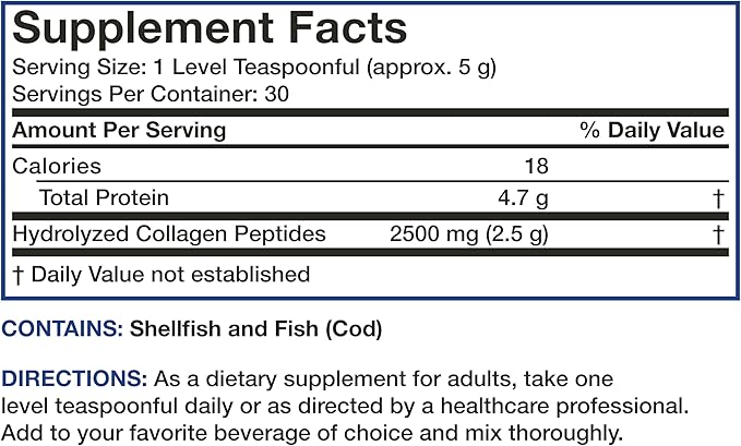 Bronson Marine Collagen Peptides Hydrolyzed Protein Powder 100% Wild Caught Nordic Cod Verified Sustainable Source for Joints Skin Hair Nails &amp Bones 150g (5.29oz)