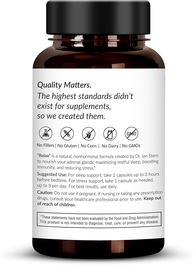 OMISSANDI-Wellness Relax Adrenal Support Supplement - Dr. Ian Stern Formulated - Manages Stress Promotes Deep Sleep Improves Mood-W/Holy Basil Zinc L-Theanine &amp More Vegan Made in USA - 60 Ca