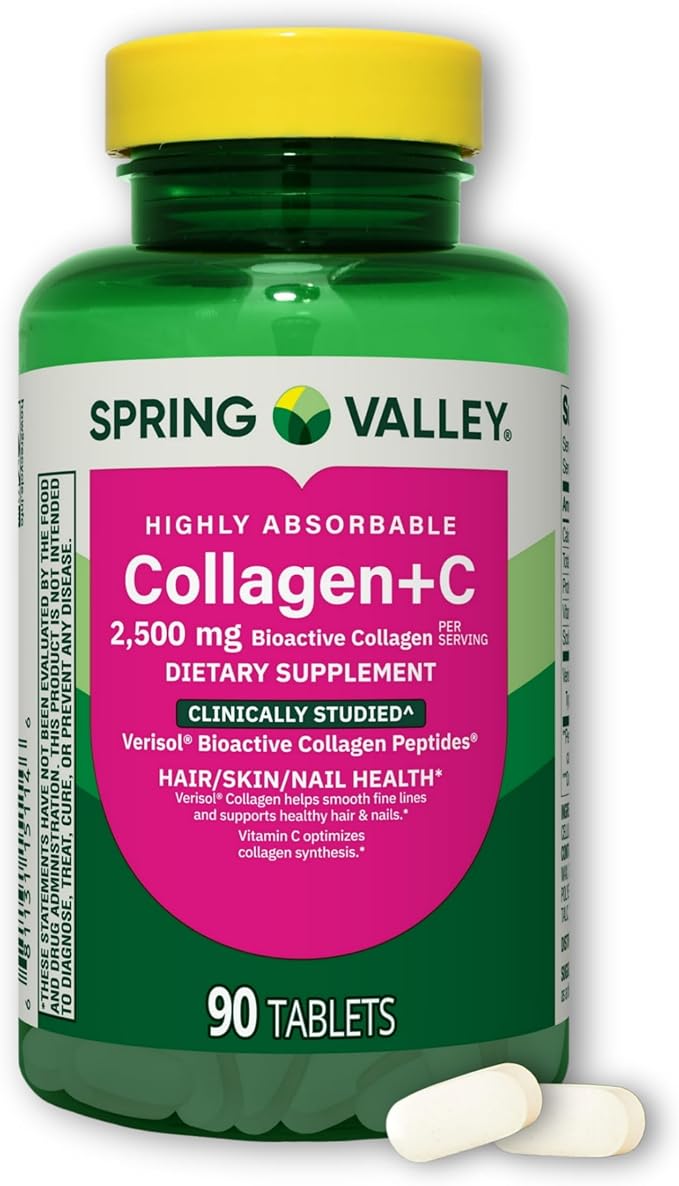 Collagen+Vitamin C- for Hair/Skin/Nail 2500mg 90 Tablets (Pack of 1) Boxed by Fusion Shop Store