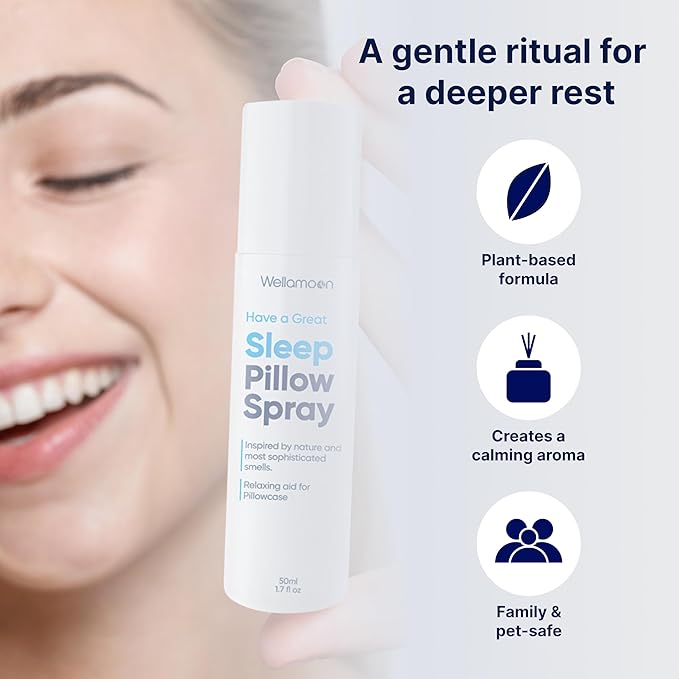 Wellamoon Nighttime Relaxation Duo – Lavender Pillow Spray &amp Botanical Wellness Patches with Melatonin – Evening Self-Care Routine for Adults