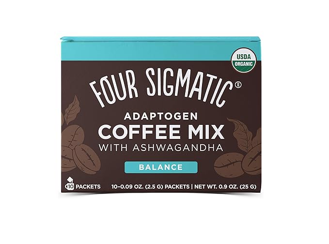 Four Sigmatic Mushroom Ground &amp Instant Coffee - Organic Fair Trade with Lions Mane &amp Ashwagandha 12 Oz &amp 10 Count