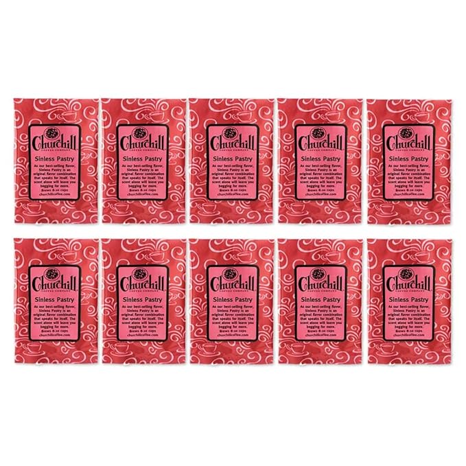 Churchill Coffee Sinless Pastry 10 Portioned Packs -1.5 oz each - Ground - Flavored Coffee