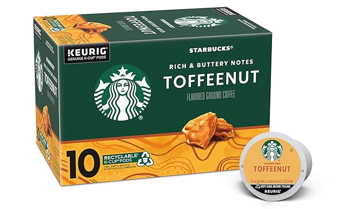 Starbucks Coffee Company Starbucks Flavored Ground Coffee K-Cup Pods Toffeenut Signature Collection 100% Arabica Coffee Recyclable K-Cups 10 K-Cup Pods/Box (Pack of 2 Boxes)