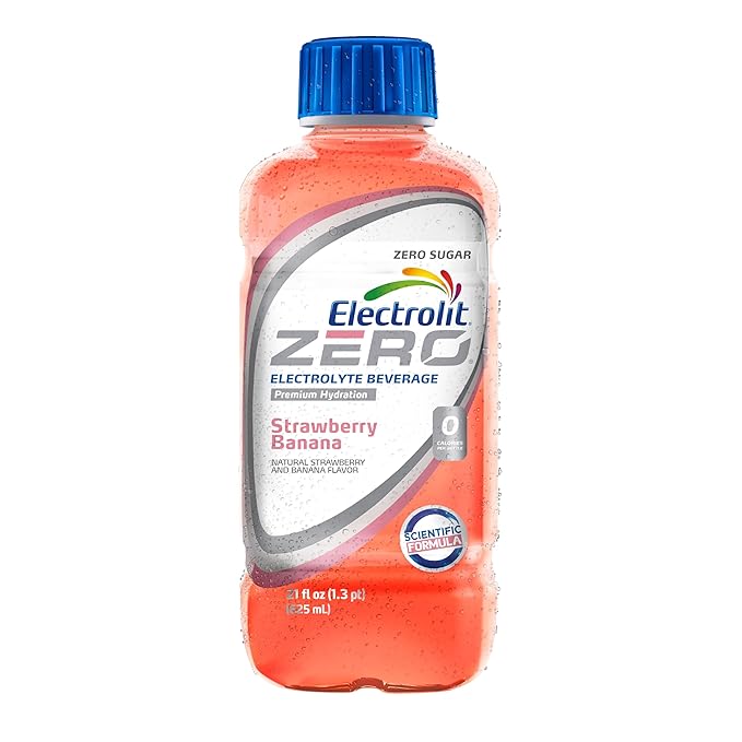 Electrolit Zero Electrolyte Beverage Strawberry-Banana 21 Fl Oz bottle (Pack of 12)