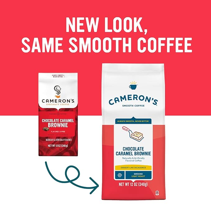 Cameron's Coffee Roasted Ground Coffee Bag Flavored Chocolate Caramel Brownie 12 Ounce (Pack of 3)