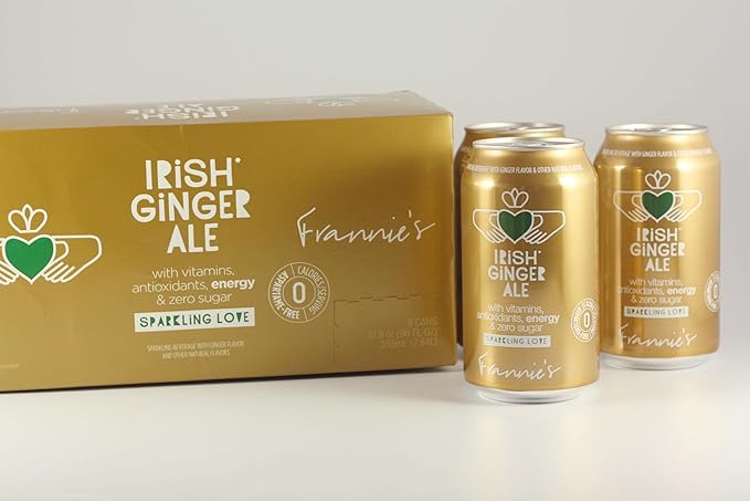 KauffmanTreats Frannie Sparkling Beverage- Zero Calories &amp Sugar Aspertame Free: 24-Ct Case 12 Oz. Cans (Irish Ginger Ale)
