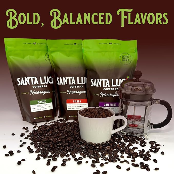 Santa Lucia Coffee Café Crema Espresso Roast Coffee - Specialty Volcanic Nicaraguan Espresso Roast - Farm-Direct Low-Acid - Dense Golden Crema - 91-Point Small-Batch - Ground - 16oz (Pack of 5)