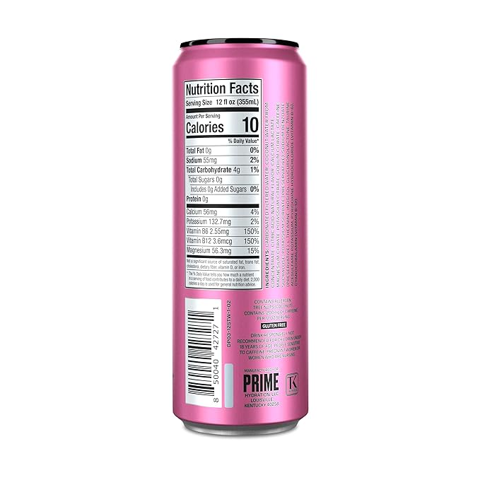PRIME Energy STRAWBERRY WATERMELON | Zero Sugar Energy Drink | 200mg Caffeine with 355mg of Electrolytes and Coconut Water for Hydration| Vegan | Gluten Free |12 Fluid Ounce | 12 Pack
