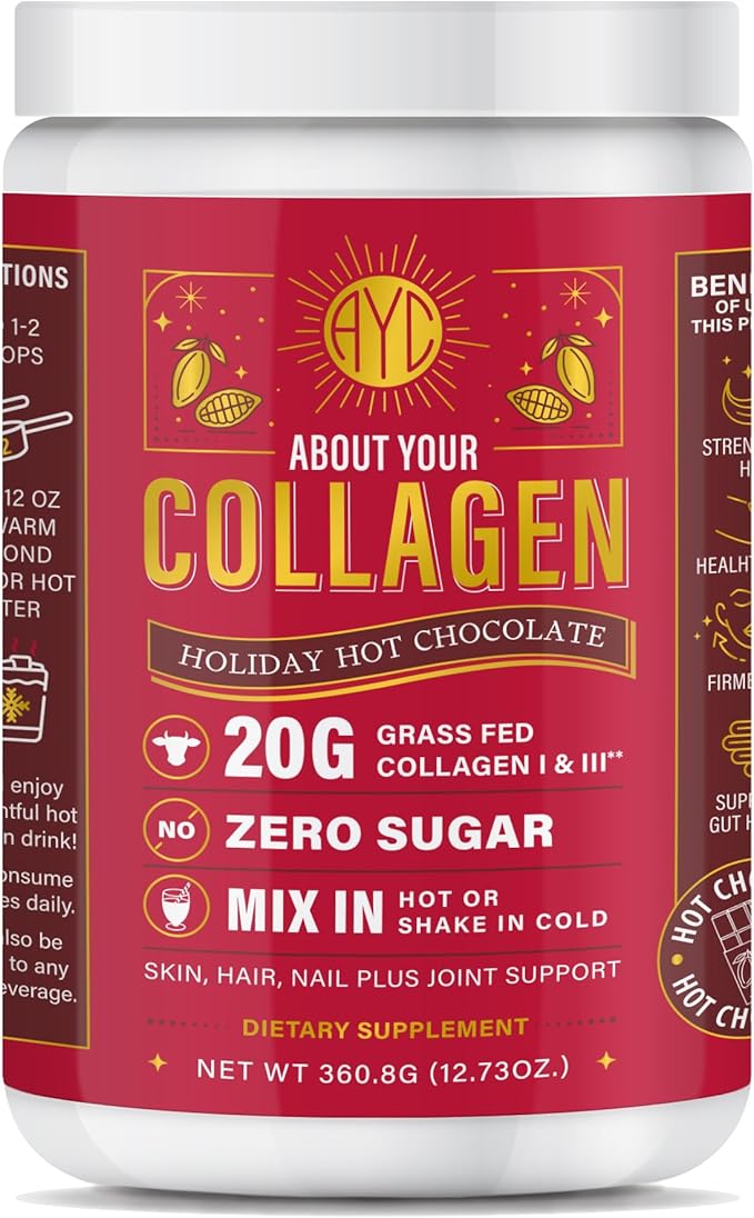 Chocolate Peptides Powder Grass Fed Hydrolyzed Type 1&amp3 Collagen Promotes Hair Skin Nails Bones Joint Health (30 Servings) (Hot Chocolate)