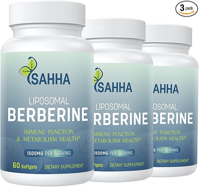 Sahha Liposomal Berberine HCL 1500mg High Bioavailability for Men and Women Overall Health Supplement（3 Pack）