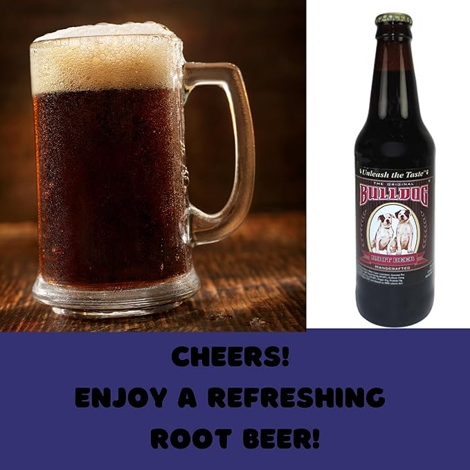Bulldog Root Beer | Delicious Root Beer with Real Cane Sugar | 12 oz Glass Bottles with Crazy Soda Pop Bottle Opener (6 Pack)