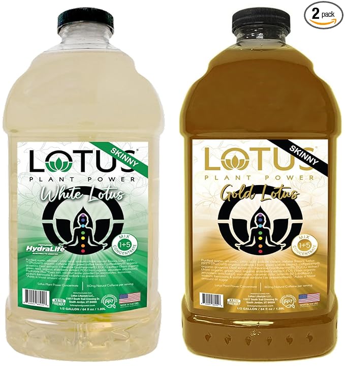 Lotus Plant Power 5:1 Energy Concentrate 64 fl. oz. (Skinny Gold) Pack of 2 (Packaging May Vary)