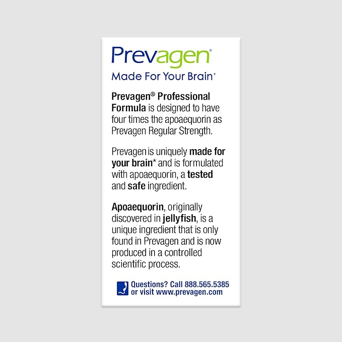 Prevagen Professional Formula - 30 Capsules (1 Month Supply) | Formulated for Your Brain | 40mg of Apoaequorin Plus Vitamin D3 with 7-Day Pill Minder