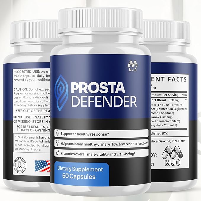 Prosta Defender Capsules Official Prostadefender Pills with All Natural Ingredients Advanced Overall Health and Wellness Supplement Natural Maximum Strength Healthy Vitamin Formula (60 Capsules)