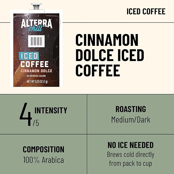 Flavia Alterra Cinnamon Dolce Iced Coffee Freshpacks works only with Flavia Brewers (Case of 90)