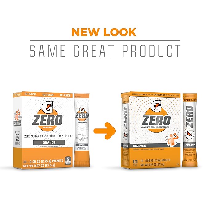 Gatorade G Zero Sports Drink Mix Powder PacketsOrangeElectrolyte Powder Drink Mix for HydrationZero Sugar(Pack of 240)