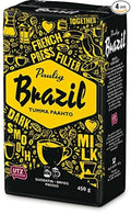 Paulig Brazil - Dark Roast - Fine Grind - Filter Blend Ground Coffee - Bag 450g (Finland) (4 Bags (Save 25%))