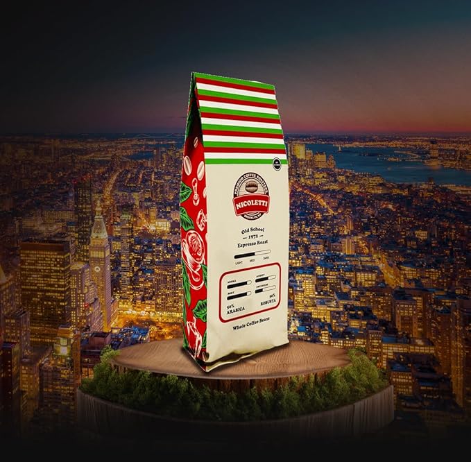 Nicoletti “Old School 1972” Espresso Roast [Whole Beans 2lb] Made in Brooklyn NY Since 1972 (Fresh Roasted Espresso with Date Stamp)